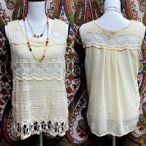 Forever 21 Ivory Open Knit / Crochet Ivory Tank